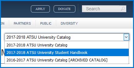 Image of University Student Handbook Toggle Access